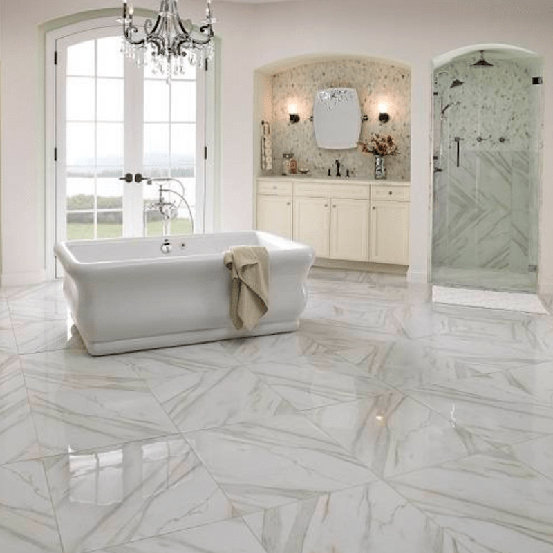 pietra-calacatta-porcelain-tile flooring bathroom msi | All American Flooring