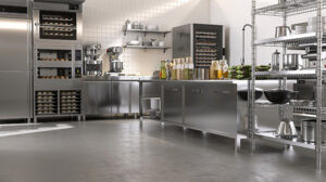 Epoxy floor in commercial kitchen | All American Flooring